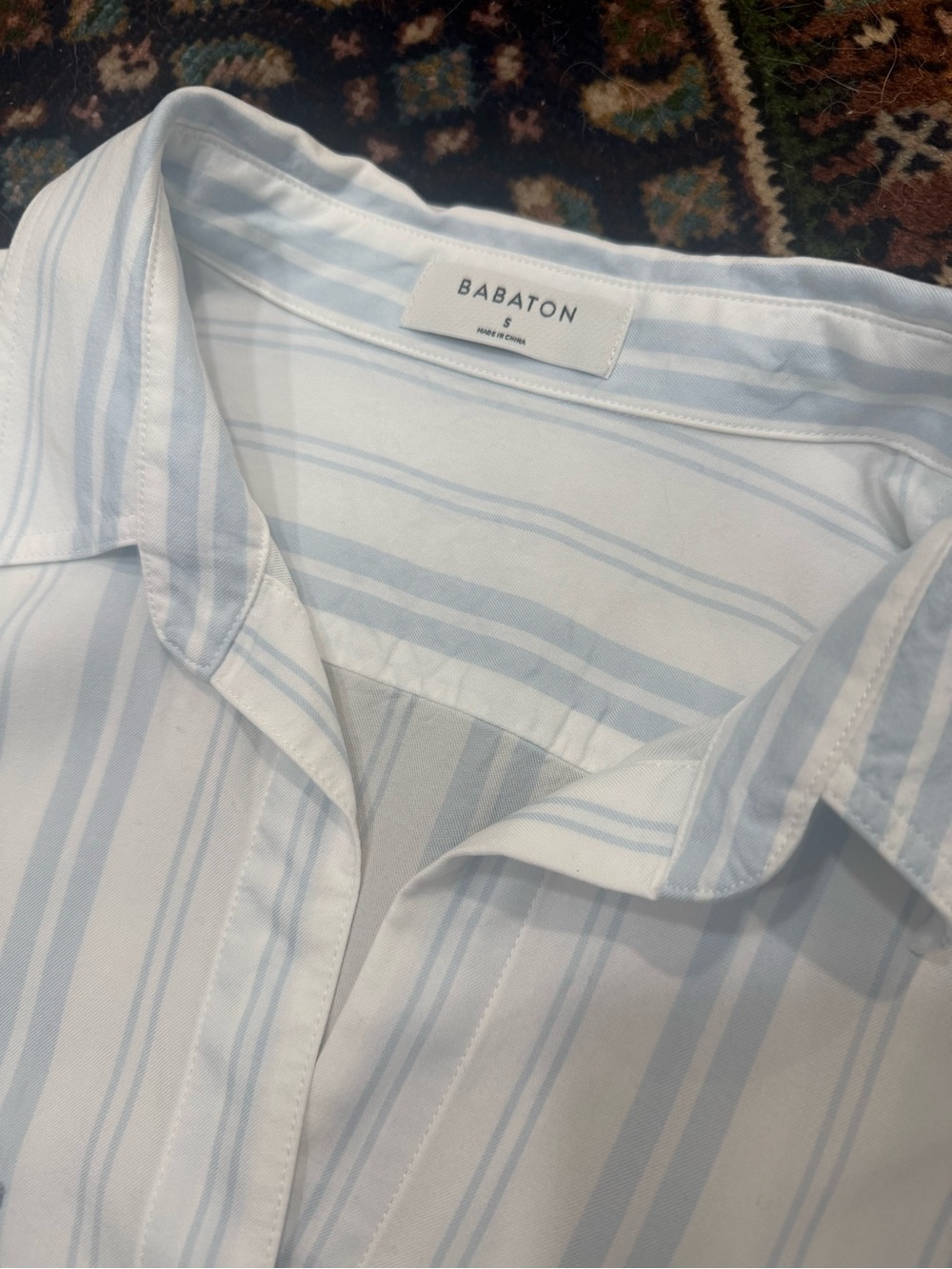 Babaton White Shirt with Light Blue Stripes